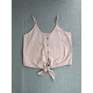 One Heart Sz S Cotton Tank Top Tie Front Pink Festival Spring